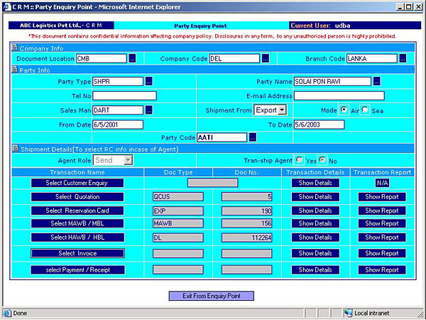 Sales - CRM Customer Enquiry