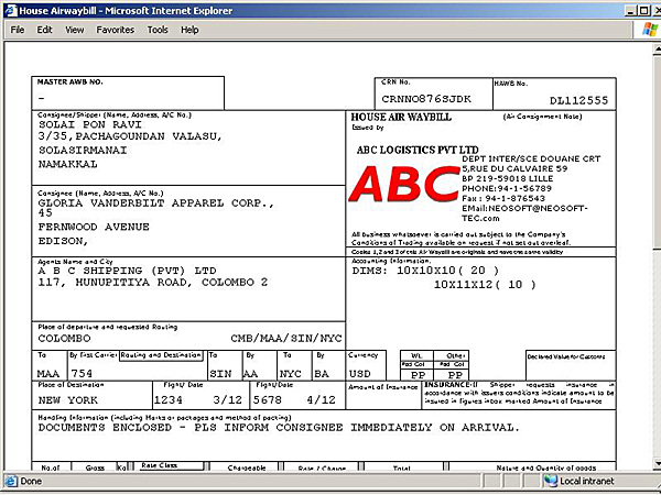 Air - House Airway Bill